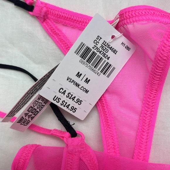PINK Victoria's Secret Pink Mesh Strappy Thong - Picture 4 of 4